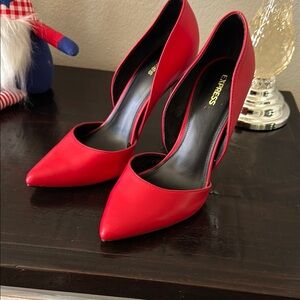 Express Red Classic Pointed-Toe Heels